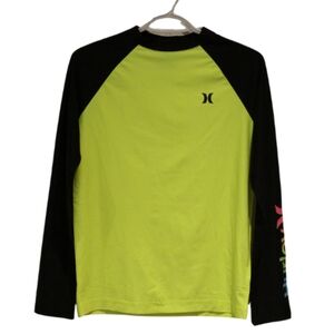 2/$30 🏷 Hurley Neon & Black Long Sleeve Swim Shirt Size XL (14/16)